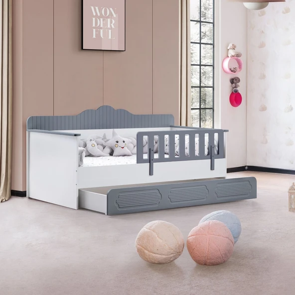 Yavrulu Karyola, Flower Yavrulu Montessori Karyola  Gri 90 x 190 ürün görseli 1