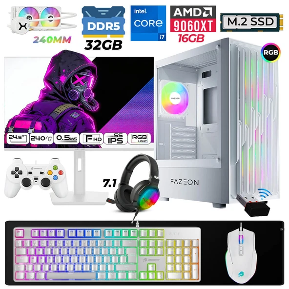 Xaser Astra X820 i7 14700F 32GB DDR5 Ram 1TB M.2 NVMe SSD 16GB RX9060 XT Sıvı Soğutmalı 24,5" 240Hz Oyuncu Tavsiye Sistem ürün görseli 1