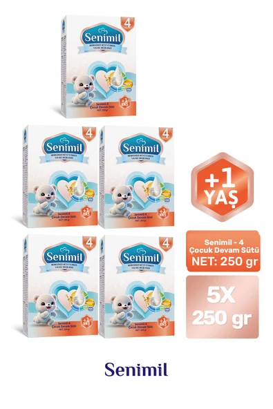 SENIMIL 4 ÇOCUK DEVAM SÜTÜ 250 GR (+1 YAŞ) 5 Lİ AVANTAJ PAKETİ ürün görseli 1