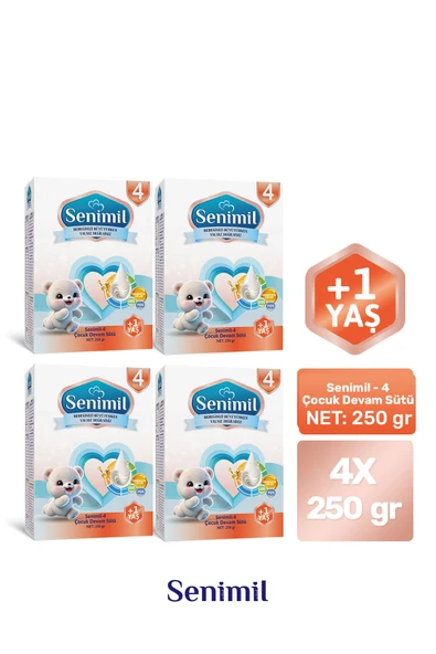 SENIMIL 4 ÇOCUK DEVAM SÜTÜ 250 GR (+1 YAŞ) 4 LÜ AVANTAJ PAKETİ ürün görseli 1