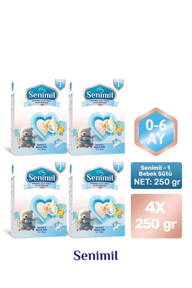 SENIMIL 1 BEBEK SÜTÜ 250 GR (0-6 AY) 4 LÜ AVANTAJ PAKETİ ürün görseli 1
