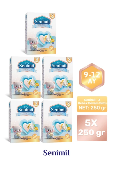 SENIMIL 3 BEBEK DEVAM SÜTÜ 250 GR (9-12 AY) 5 Lİ AVANTAJ PAKETİ ürün görseli 1