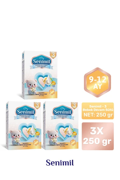 SENIMIL 3 BEBEK DEVAM SÜTÜ 250 GR (9-12 AY) 3 LÜ AVANTAJ PAKETİ ürün görseli 1