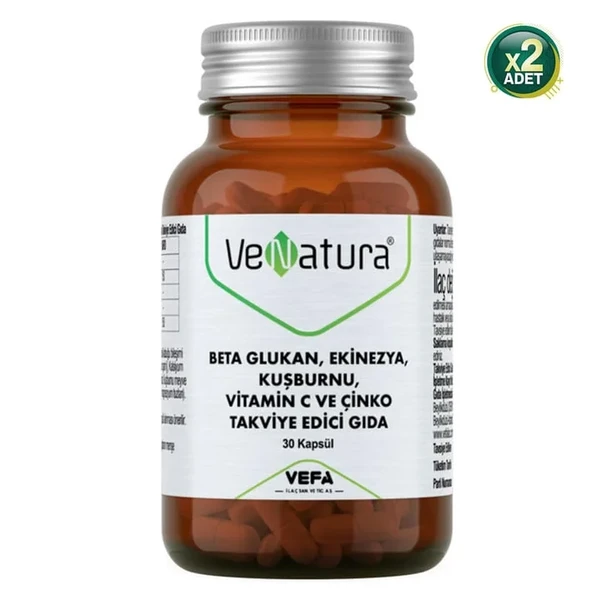 VeNatura Beta Glukan, Ekinezya, Kuşburnu, Vitamin C, Çinko 30 Kapsül 2 Adet ürün görseli 1