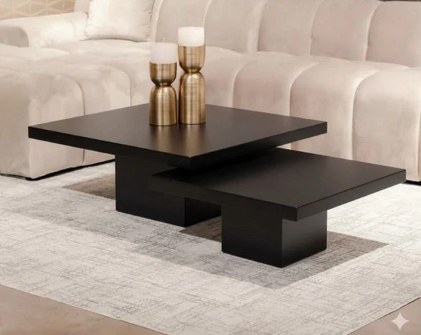 Most Marmoris  Siyah %100 Mdf Orta Sehpa Set (EVİNİZE TESLİM) - Resim 6