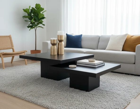Most Marmoris  Siyah %100 Mdf Orta Sehpa Set (EVİNİZE TESLİM) - Resim 4