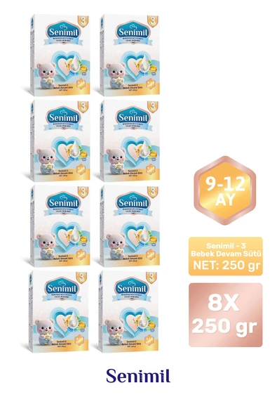 SENIMIL 3 BEBEK DEVAM SÜTÜ 250 GR (9-12 AY) 8 Lİ AVANTAJ PAKETİ ürün görseli 1