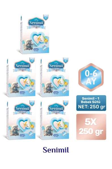 SENIMIL 1 BEBEK SÜTÜ 250 GR (0-6 AY) 5 Lİ AVANTAJ PAKETİ ürün görseli 1