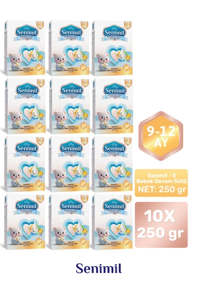 SENIMIL 3 BEBEK DEVAM SÜTÜ 250 GR (9-12 AY) 12 Lİ AVANTAJ PAKETİ ürün görseli 1