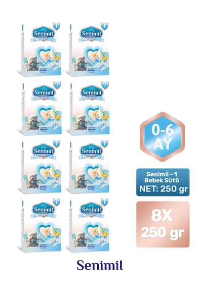 SENIMIL 1 BEBEK SÜTÜ 250 GR (0-6 AY) 8 Lİ AVANTAJ PAKETİ ürün görseli 1