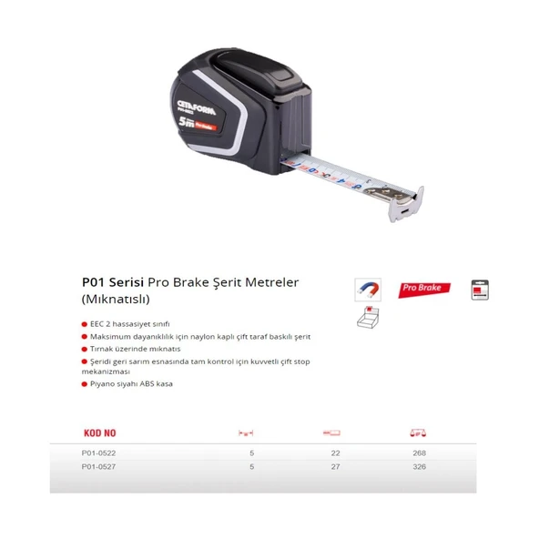 PRO BRAKE ŞERİT METRE - 8MX27MM - - Resim 2
