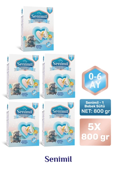 SENIMIL 1 BEBEK SÜTÜ 800 GR (0-6 AY) 5 Lİ AVANTAJ PAKETİ ürün görseli 1