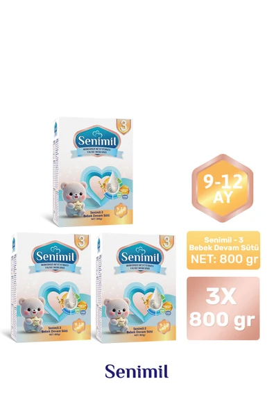 SENIMIL 3 BEBEK DEVAM SÜTÜ 800 GR (9-12 AY) 3 LÜ AVANTAJ PAKETİ ürün görseli 1