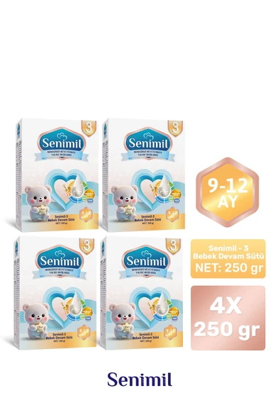SENIMIL 3 BEBEK DEVAM SÜTÜ 250 GR (9-12 AY) 4 LÜ AVANTAJ PAKETİ ürün görseli 1