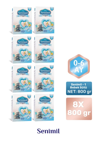 SENIMIL 1 BEBEK SÜTÜ 800 GR (0-6 AY) 8 Lİ AVANTAJ PAKETİ ürün görseli 1