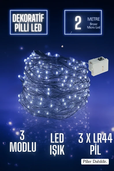 Yılbaşı Ağacı Işığı Yeni Yıl Peri Led Işık Dekoratif Aydınlatma 2 Metre 3 Modlu Piller DAHİLDİR. ürün görseli 1