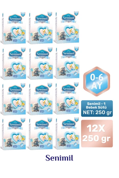 SENIMIL 1 BEBEK SÜTÜ 250 GR (0-6 AY) 12 Lİ AVANTAJ PAKETİ ürün görseli 1