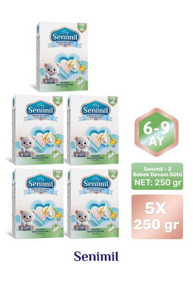 SENIMIL 2 BEBEK DEVAM SÜTÜ 250 GR (6-9 AY) 5 Lİ AVANTAJ PAKETİ ürün görseli 1