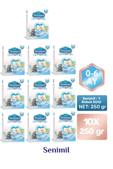 SENIMIL 1 BEBEK SÜTÜ 250 GR (0-6 AY) 10 LU AVANTAJ PAKETİ ürün görseli 1