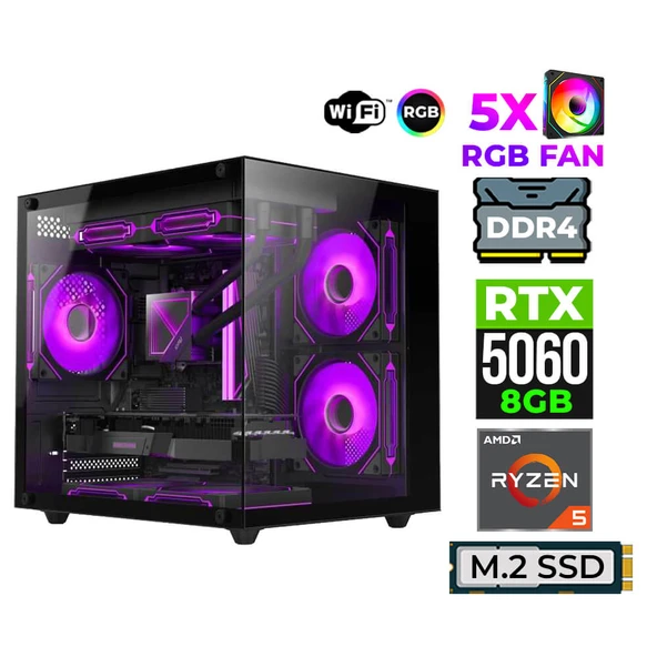 Xaser Astra X150 Ryzen 5 5600X 32GB Ram 1TB M.2 NVMe SSD 8GB RTX5060 Oyuncu Tavsiye Sistem ürün görseli 1