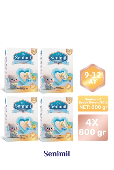 SENIMIL 3 BEBEK DEVAM SÜTÜ 800 GR (9-12 AY) 4 LÜ AVANTAJ PAKETİ ürün görseli 1