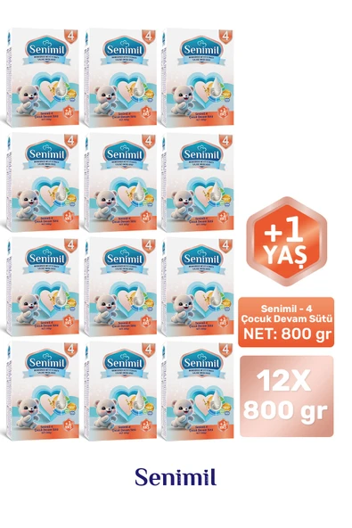 SENIMIL 4 ÇOCUK DEVAM SÜTÜ 800 GR (+1 YAŞ) 12 Lİ AVANTAJ PAKETİ ürün görseli 1