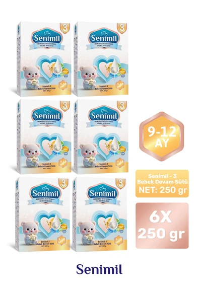 SENIMIL 3 BEBEK DEVAM SÜTÜ 250 GR (9-12 AY) 6 LI AVANTAJ PAKETİ ürün görseli 1