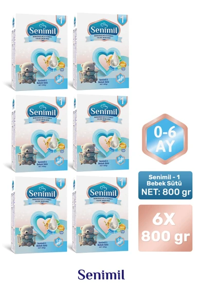 SENIMIL 1 BEBEK SÜTÜ 800 GR (0-6 AY) 6 LI AVANTAJ PAKETİ ürün görseli 1