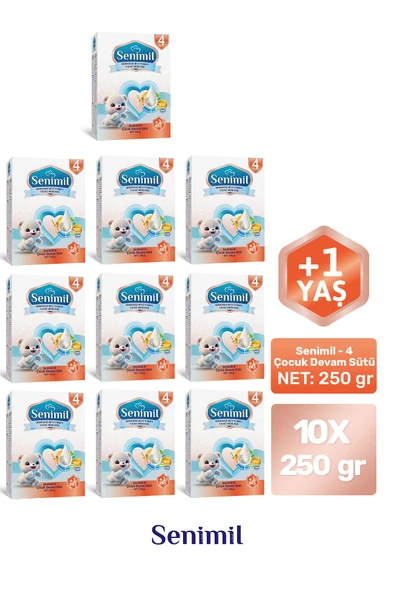 SENIMIL 4 ÇOCUK DEVAM SÜTÜ 250 GR (+1 YAŞ) 10 LU AVANTAJ PAKETİ ürün görseli 1
