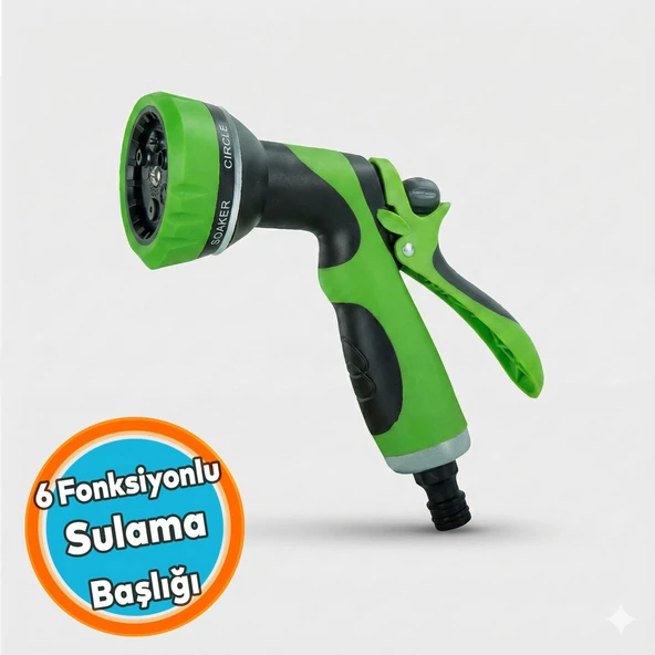 Bahçe Sulama Tabancası Otomatik 6 Fonksiyonlu Tetikli Ayarlı Tabanca ürün görseli 1