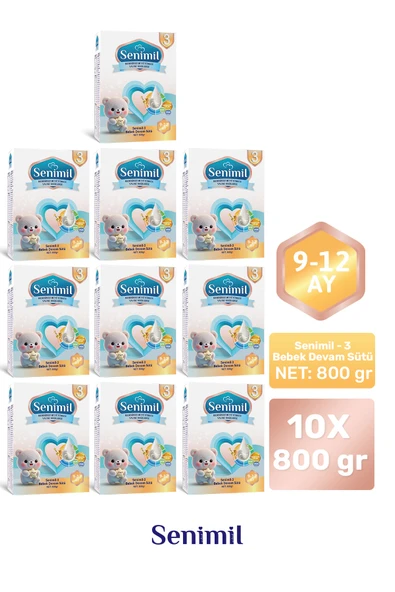SENIMIL 3 BEBEK DEVAM SÜTÜ 800 GR (9-12 AY) 10 LU AVANTAJ PAKETİ ürün görseli 1