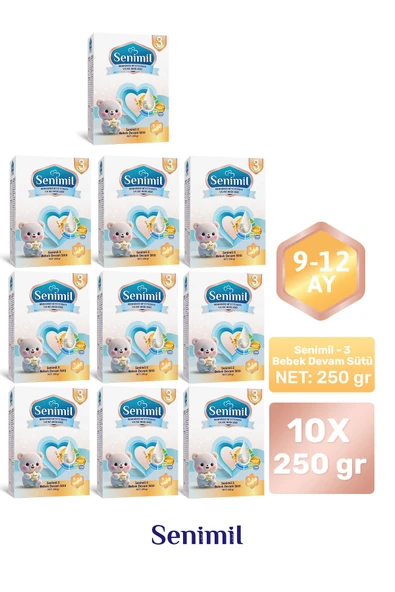 SENIMIL 3 BEBEK DEVAM SÜTÜ 250 GR (9-12 AY) 10 LU AVANTAJ PAKETİ ürün görseli 1
