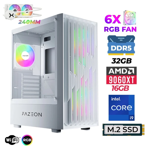 Xaser Astra X860 i9 14900KF 32GB DDR5 Ram 1TB M.2 NVMe SSD 16GB RX9060 XT Sıvı Soğutmalı Oyuncu Tavsiye Sistem ürün görseli 1