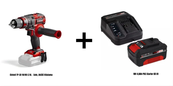 Einhell Set-16 (Einhell TP-CD 18/80 Li BL Akülü Vidalama+Einhell 18V 4,0 Ah Akü & Şarj Cihazı) ürün görseli 1