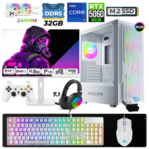 Xaser Astra X870 i9 14900KF 32GB DDR5 Ram 1TB M.2 NVMe SSD 8GB RTX5060 Sıvı Soğutmalı 24,5" 240Hz Oyuncu Tavsiye Sistem ürün görseli 1
