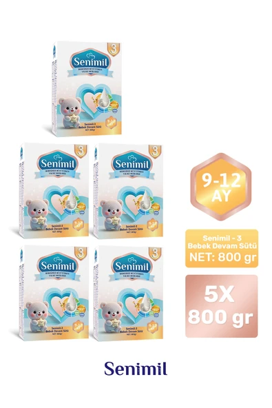 SENIMIL 3 BEBEK DEVAM SÜTÜ 800 GR (9-12 AY) 5 Lİ AVANTAJ PAKETİ ürün görseli 1