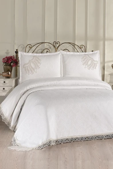 Fransız Dantelli Velmora Çift Kişilik Yatak Örtüsü 230x250 cm ürün görseli 1