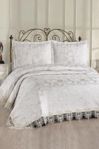 Fransız Dantelli Valoria Çift Kişilik Yatak Örtüsü 230x250 cm ürün görseli 1