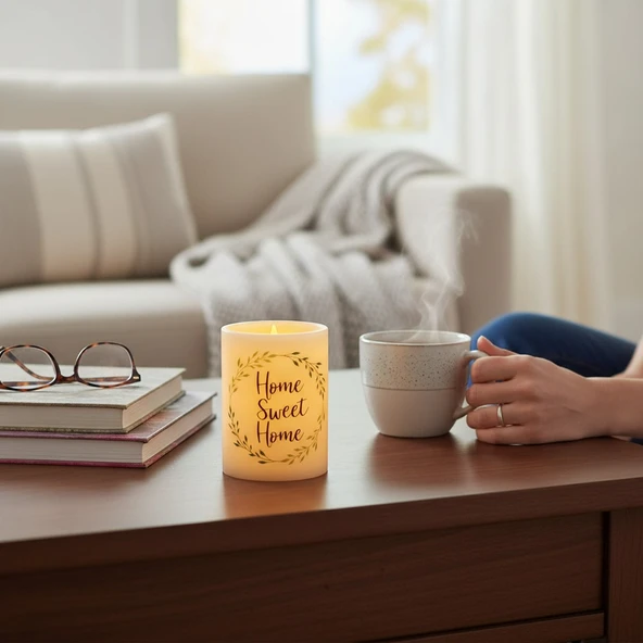 Home Sweet Home Led Işıklı Mum - Resim 2