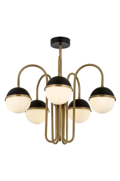 AVONNI AV-60387-5E Siyah/Eskitme Boya/Kaplama Modern Avize E27 Metal Cam 60cm ürün görseli 1