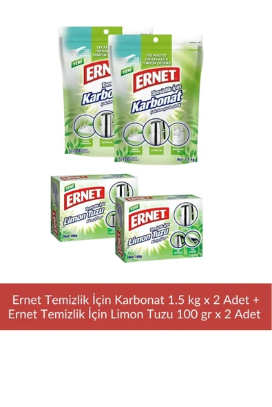 Temizlik İçin Karbonat 1,5 kg x 2 Adet + Temizlik için Limon Tuzu 100 gr x 2 Adet ürün görseli 1