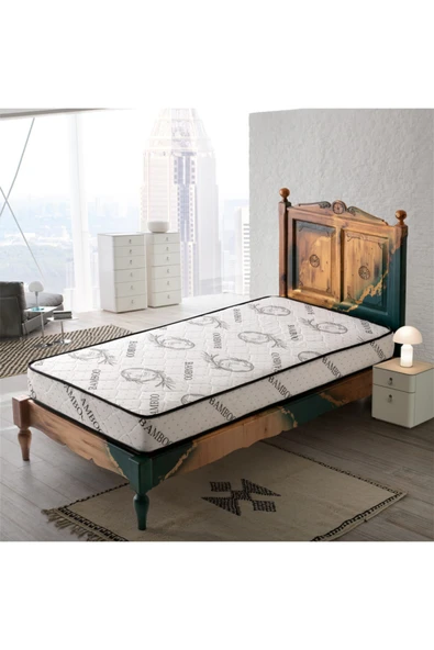 POOLY Ortopedik Tek Kişilik Bambu Desenli Yaylı Yatak 90x190 ürün görseli 1
