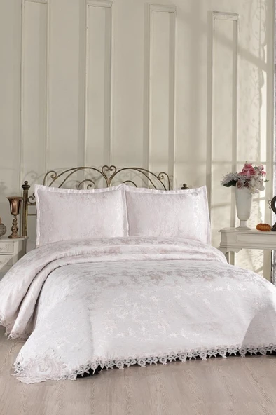 Fransız Dantelli Alveria Çift Kişilik Yatak Örtüsü 230x250 cm ürün görseli 1