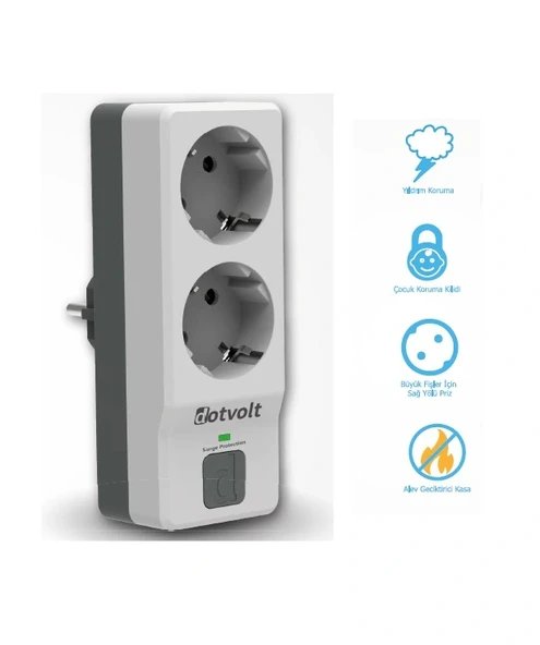 Dotvolt İkili Akım Korumalı Priz Beyaz Anahtarlı Surge Hunter 1050 Joule ürün görseli 1