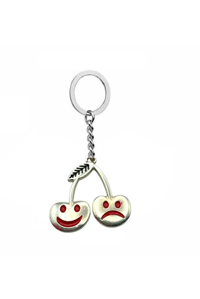 Sad & Happy Cherry Unisex Anahtarlık – Mutlu ve Mutsuz Kiraz Figürlü Tasarım ürün görseli 1