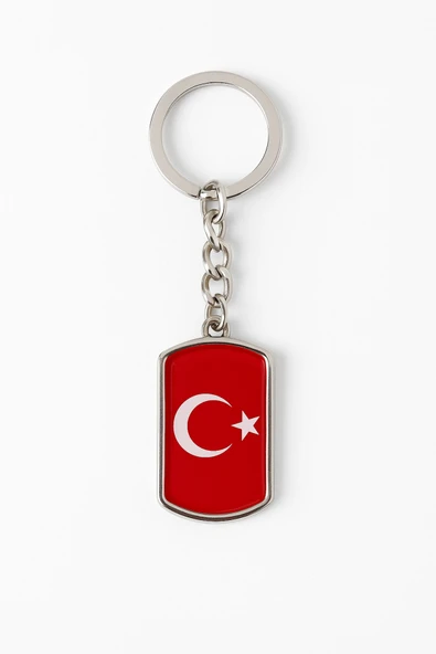 Çift Taraflı Türk Bayrağı Sembollü Kırmızı Anahtarlık | Unisex, Anlamlı ve Dayanıklı Model ürün görseli 1