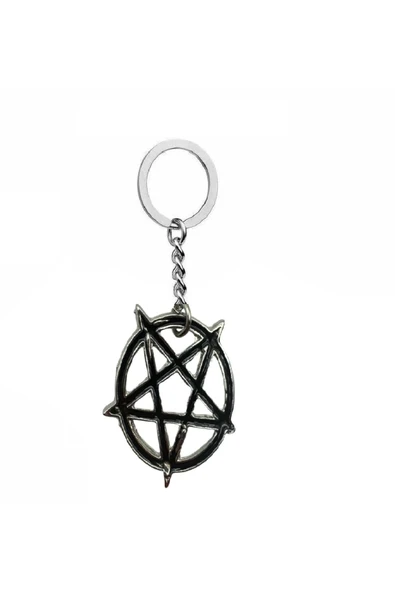 Siyah Yuvarlak Pentagram Yıldız Figürlü Unisex Anahtarlık – Gotik, Mistik ve Spiritüel Tasarım ürün görseli 1