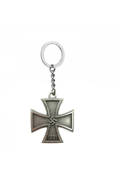 Gri Demir Haç Tasarımlı Metal Anahtarlık – Gotik Rock Tarzı Unisex Aksesuar ürün görseli 1