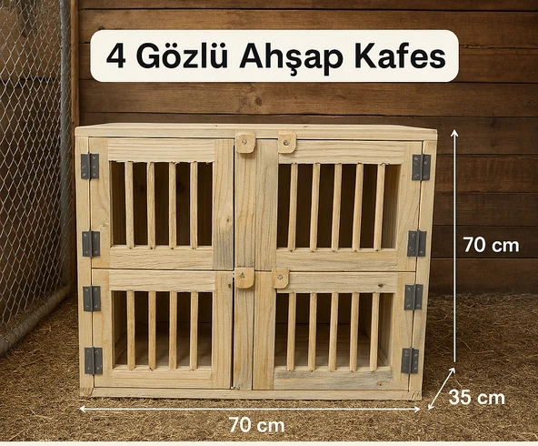 4 Bölmeli Ahşap Kafes - Resim 3