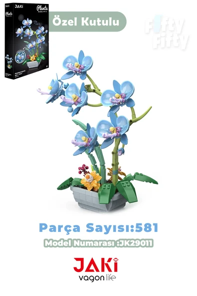JAKİ Plante Serisi Saksıda Mavi Orkide 581 Parça Oyucak Yapım Seti -FFJK29011 ürün görseli 1